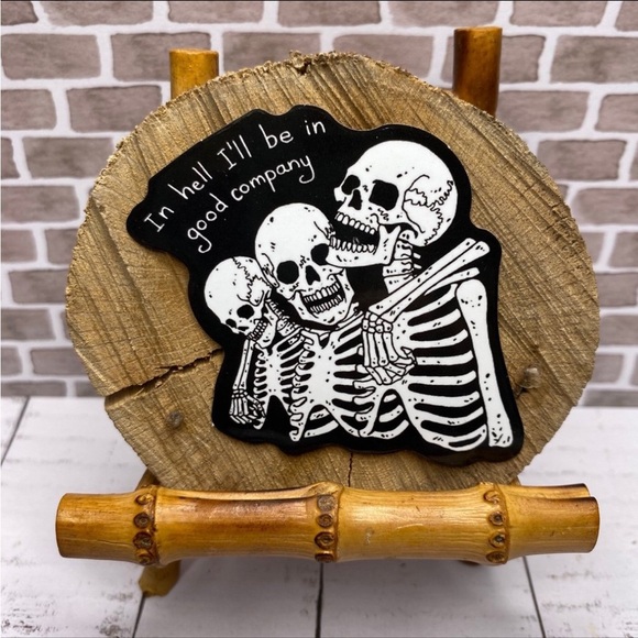 NEW 3 Skeletons Best Friends Waterproof Vinyl Stickers - Picture 3 of 6